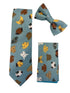 Medium denim blue tie with cute dog puppy design
